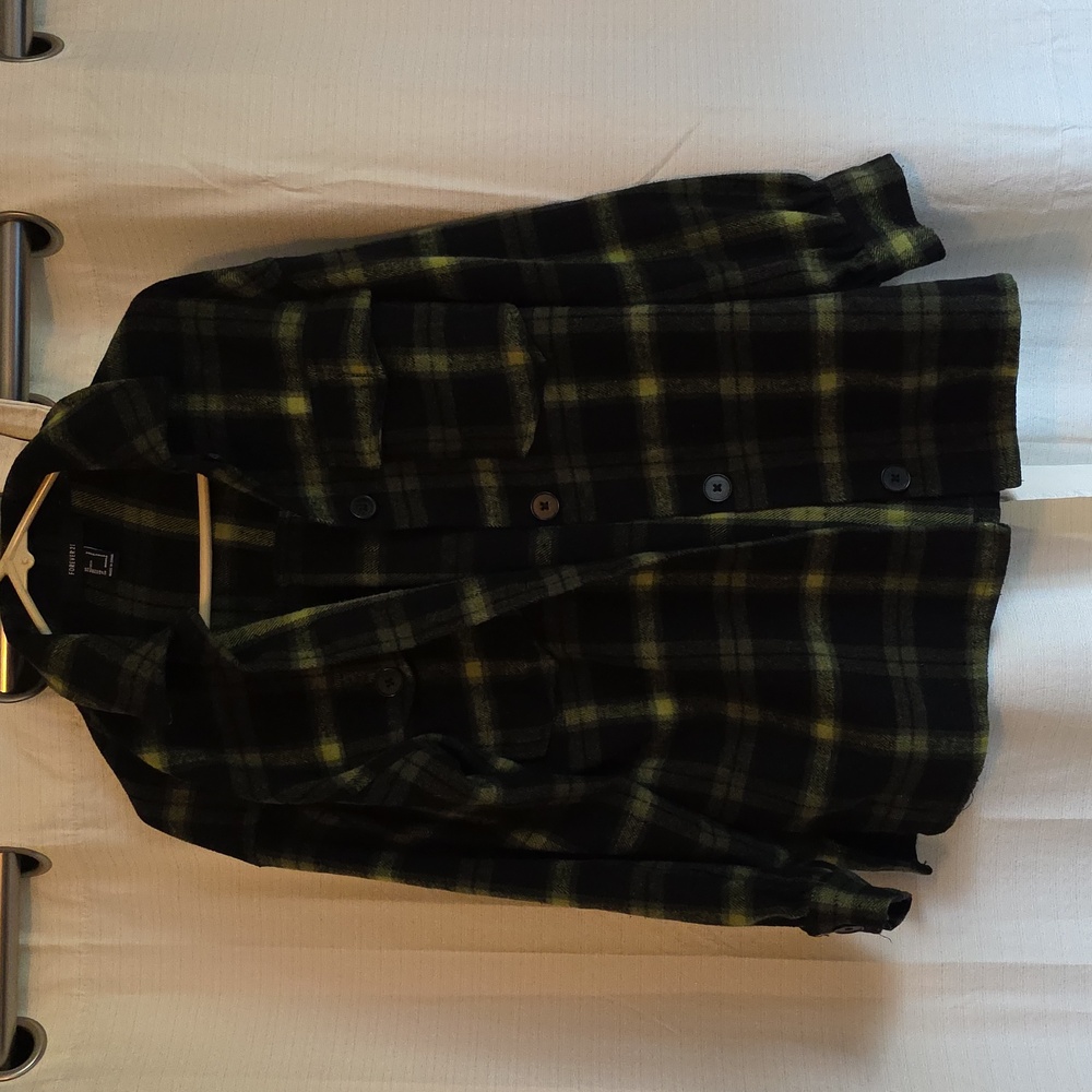 Forever 21 Black and Green Plaid Shirt Flannel - Picture 3 of 3
